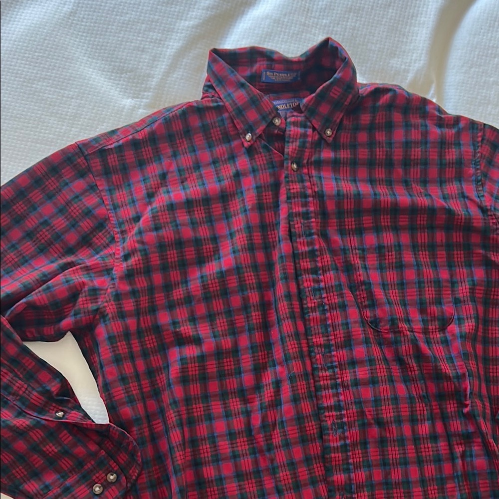 Red and green Pendleton button down
